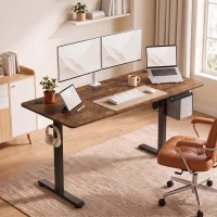 HOMCOM Birou standing electric reglabil, maro rustic(m-9)