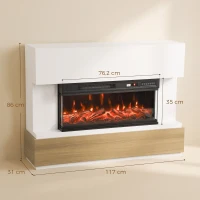 HOMCOM Elektrokamin mit Heizung 3-Seitiges Panoramafenster 1800W TV-Board 55 Zoll Weiß(m-3)