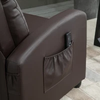 HOMCOM Recliner Armchair, Massage Faux Leather Push Back Reclining Chair with Adjustable Leg Rest, Side Pocket, for Home Living Room Theatre, Brown(m-11)