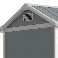 Outsunny 8 x 4 ft Plastic Garden Shed, Wood-Effect Outdoor Storage Shed with Floor, Windows, Lockable Doors and Vents, Light Grey(m-13)
