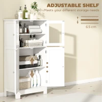 kleankin  Free Standing Bathroom Storage Cabinet, Floor Cupboard with Tempered Glass Doors and Adjustable Shelf, Living room Organizer, White(m-4)