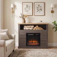 HOMCOM Electric Fireplace Suite, 1800W Electric Fire and Surround with LED Flame, Remote, Thermostat Overheat Protection(m-9)