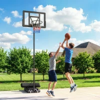 SPORTNOW Panier de Basket Extérieur Portable, Hauteur Réglable 1,35-3,05 m avec Manivelle, Base Stable, Panneau Incassable, Noir(m-15)