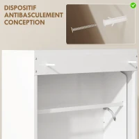 HOMCOM Meuble à Chaussures en Métal 6 Paires, Armoire à Chaussures Étroite avec 3 Tiroirs Rabattables, 55x15x105,5cm, Blanc(m-7)