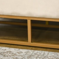 HOMCOM Sitzbank mit Stauraum, dekorative Knopfheftung, Flanelloptik, goldfarbene Stahlbeine, 110 x 47 x 46,5 cm(m-8)