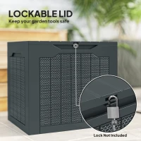 Outsunny 97L Plastic Garden Storage Box, Outdoor Storage Box with Handles, Waterproof Outdoor Storage Container, Dark Grey(m-6)