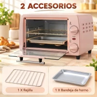 HOMCOM Horno Eléctrico Sobremesa 10L  750W Horno Eléctrico Pequeño Temperatura 230 ℃ y Temporizador 36,5x26x22 cm Rosa(m-6)
