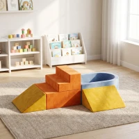 AIYAPLAY Parcours Motricité Bébé 5PCS, Module Motricité Bébé en Mousse, Piscine à Balles, Housse en Velours Lavable, Multicolore(m-2)