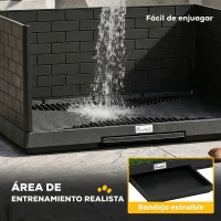 PawHut Inodoro para Perros con Césped Artificial 75x51x36,5 cm con Paredes Altas Bandeja Deslizante y Fácil de Limpiar Negro(m-6)