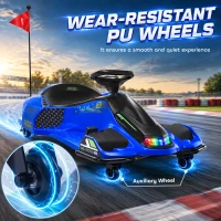 HOMCOM 12V Kids Electric Go Kart, Ride on Drift Car with 2 Speeds, Soft Start, Music, Colourful LED Lights for Ages 8-12, Blue(m-6)