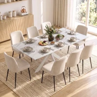 HOMCOM Extendable Dining Table Steel Cross Legs Steel Rails Space Saving White(m-8)
