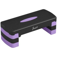 SPORTNOW Stepper Fitness Aérobic 3 Niveaux, Hauteur Réglable 10/15/20 cm avec Rehausses Surface Antidérapante 68x29x20cm Violet(m-1)