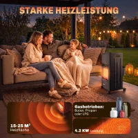 Outsunny Gas terrasverwarmer 1,5-4,2 kW inklapbaar met wielen, hoes, 3 warmtestanden en slang(m-4)