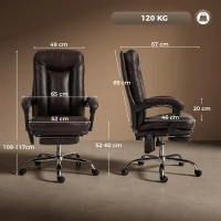 HOMCOM Silla de Oficina con 6 Puntos de Masaje Calor Lumbar Reposapiés Altura Ajustable Control Remoto y Tejido de PU Marrón(m-3)