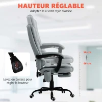 Vinsetto Fauteuil de bureau massant, chaise de bureau avec hauteur réglable, dossier inclinable et télécommande filaire, gris(m-6)