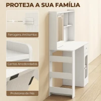 HOMCOM Toucador de Maquilhagem com Espelho Deslizante Luzes LED de 3 Cores Gaveta 4 Compartimentos Porta e 3 Prateleiras Abertas Branco(m-7)
