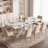 HOMCOM Extendable Dining Table Steel Cross Legs Steel Rails Space Saving White(m-2)