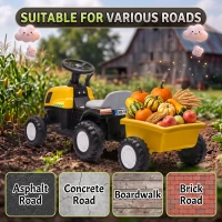 AIYAPLAY Tracteur Électrique Enfants 6 V avec Remorque Amovible, Voiture Électrique Enfants, Batterie au Lithium, 1-3 ans, Jaune(m-8)