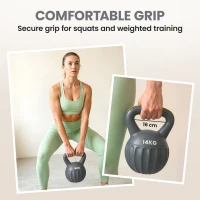 SPORTNOW Kettlebell for Strength Training Kettle Bell with Non-Slip Handle 14 kg Grey(m-6)