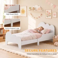 AIYAPLAY Cloud-Themed Toddler Bed Frame with Safety Rails, 143.5 x 74.5 x 56cm(m-4)
