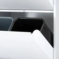HOMCOM Meuble Poubelle de Tri Sélectif 60 L (4 x 15 L), 4 Compartiments, Fermeture Amortie, Seaux Intérieurs Amovibles, Blanc(m-13)