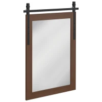 HOMCOM 86.5 x 61 cm Rectangle Mirror, Farmhouse Wall Mirror for Living Room, Bedroom, Hallway, Dark Brown(m-1)