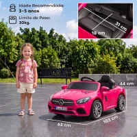AIYAPLAY Carro Elétrico Infantil Mercedes-Benz SL500 12 V com Controlo Remoto 2,4 GHz, 2 Motores, Suspensão e Arranque Suave, Rosa(m-3)