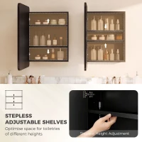 HOMCOM 50.8 x 11.6 x 71 cm Bathroom Mirror Cabinet, Wall Cabinet with Adjustable Shelves, Wall-Mounted or Recessed, Black(m-6)