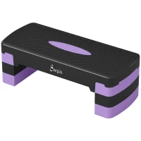 SPORTNOW Stepper Fitness Aérobic 3 Niveaux, Hauteur Réglable 10/15/20 cm avec Rehausses Surface Antidérapante 68x29x20cm Violet(m-17)