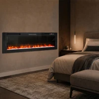 HOMCOM Șemineu electric 173 cm, 3 în 1, ultrasubțire 8,3 cm, cu telecomandă, 900/1800 W, timer, negru(m-9)