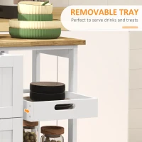 HOMCOM Rolling Kitchen Island Cart, Bar Serving Cart, Compact Trolley on Wheels with Wood Top, Shelves & Drawers for Home Dining Area, White(m-5)