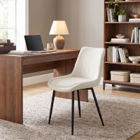 HOMCOM Set 2 Scaune de Dining din Catifea pentru Bucătărie, Alb Crem(m-9)