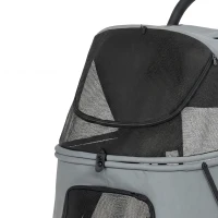 PawHut Dog Stroller, 3 Wheels Pet Stroller with Dual Entry, Easy One-Click Quick Fold, Mesh Windows, Washable Cushion(m-13)