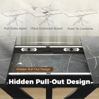 HOMCOM Extendable Dining Table Steel Cross Legs Steel Rails Space Saving Black(m-5)
