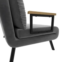 HOMCOM Canapea extensibilă 3 în 1 din material cu efect de catifea cu spătar reglabil și 2 perne, 102x73x81 cm, gri închis(m-7)