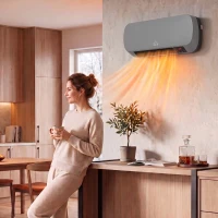 HOMCOM 2000W Ceramic Heater, Wall Mounted Space Heater with 3 Heat Settings, Adjustable Thermostat, Remote Control, Grey(m-8)