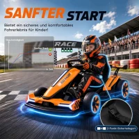 AIYAPLAY 12V Elektro-Go-Kart für Kinder von 3-8 Jahren, verstellbarer Sitz, 3 Geschwindigkeiten, sanfter Start, Orange(m-7)