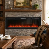 HOMCOM Șemineu electric 173 cm, 3 în 1, ultrasubțire 8,3 cm, cu telecomandă, 900/1800 W, timer, negru(m-2)