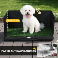 PawHut Inodoro para Perros con Césped Artificial 75x51x36,5 cm con Paredes Altas Bandeja Deslizante y Fácil de Limpiar Negro(m-4)