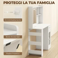 HOMCOM Postazione Trucco con Specchio Scorrevole, Luci LED, 3 Colori, Luminosità Regolabile, Bianco, Ripiani Aperti(m-8)