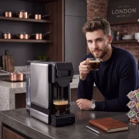 HOMCOM Máquina de Café Expresso 19 Bar Semiautomática com Depósito de Água Amovível 1 L para Cápsulas e Café Moído Preta(m-10)