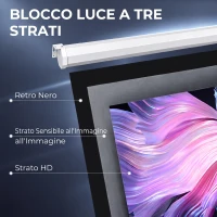 HOMCOM Telo per Proiettore 84" Rapporto 16:9, Fissaggio a Muro e Soffitto per Casa e Ufficio, Bianco(m-6)