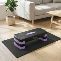 SPORTNOW Stepper Fitness Aérobic 3 Niveaux, Hauteur Réglable 10/15/20 cm avec Rehausses Surface Antidérapante 68x29x20cm Violet(m-2)