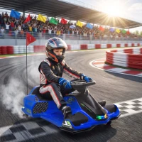 HOMCOM 12V Kids Electric Go Kart, Ride on Drift Car with 2 Speeds, Soft Start, Music, Colourful LED Lights for Ages 8-12, Blue(m-2)
