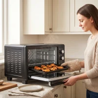 HOMCOM 30 L Mini Oven, Countertop Electric Cooker & Grill for Roasting, Baking, Grilling with Adjustable Temperature, Black(m-9)