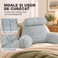 HOMCOM Pernă mare pentru citit cu cotiere și buzunare, gri deschis(m-5)