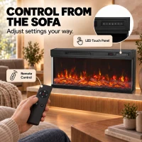 HOMCOM 40" Electric Fireplace Insert, 3-Sided Freestanding/Wall Recessed Electric Fire Heater with Adjustable Flame, 1800W(m-7)