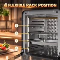 HOMCOM Mini Oven, 15 L Electric Oven and Grill w/ 60-230℃ Adjustable Temperature, 60 Minute Timer, Includes Baking Tray, Black(m-6)