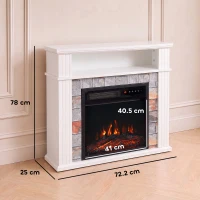 HOMCOM Freestanding Electric Fireplace Suite, 1800W, Open Shelf, Electric Fire and Surround with LED Flame, Remote, White(m-3)