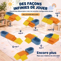 AIYAPLAY Parcours Motricité Bébé 5PCS, Module Motricité Bébé en Mousse, Piscine à Balles, Housse en Velours Lavable, Multicolore(m-4)